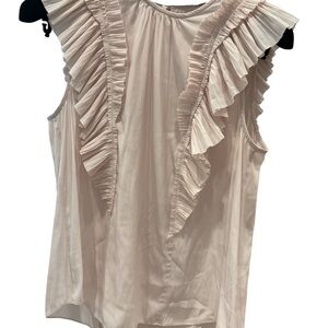 Elegant Ruffled Sleeveless Top - Cream